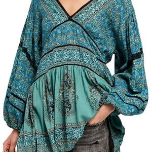 Free People Luna Scarf Print Tunic, New, Size L